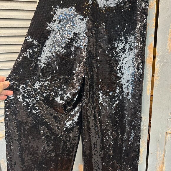 Proenza Schouler Sequin Wide Leg Karate Pants Black Sz S - Picture 9 of 15